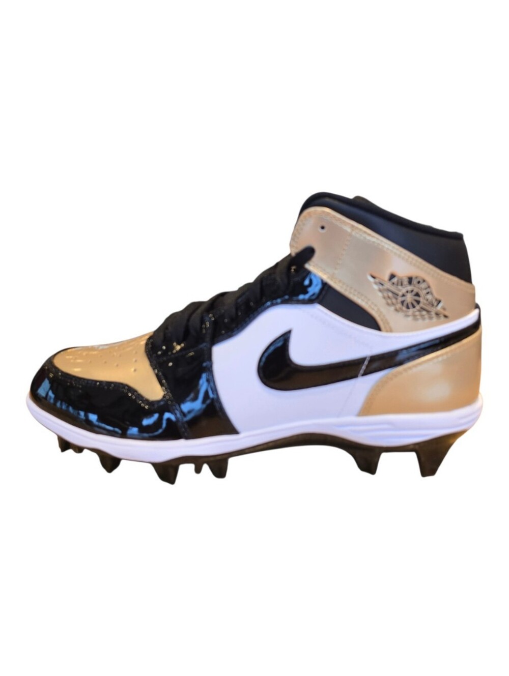Air Jordan 1 Mid TD Football Cleats FJ6805-701 Gold Black White Men's 11.5 Nike
